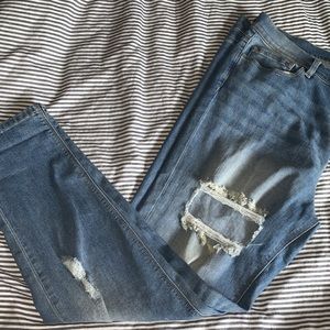 high waisted distressed jeans